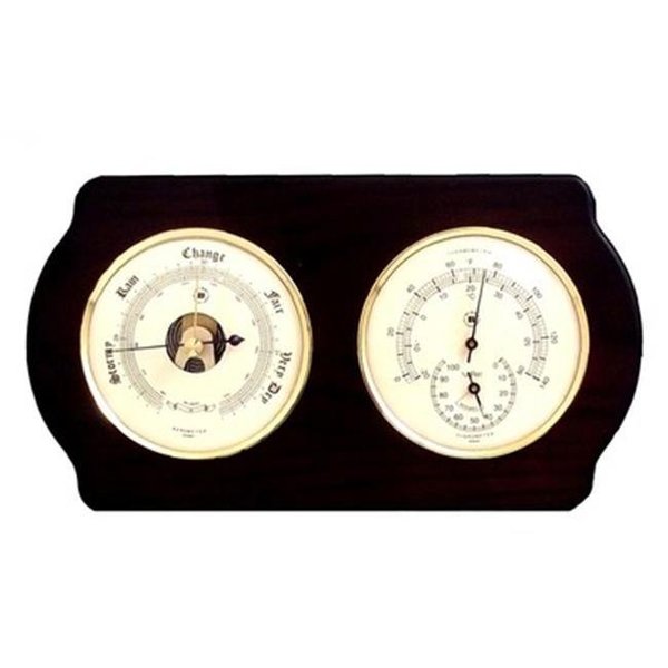 Bey Berk International Bey-Berk International WS411 Brass Quartz Clock Barometer & Thermometer with Hygrometer - Ash Wood WS411